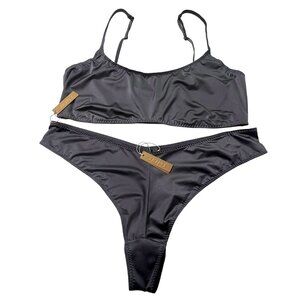 SKIMS Stretch Satin Scoop Neck Bralette + Cheeky Tanga Armor 4X